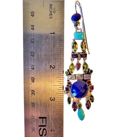 Nicky Butler RAJ Collection Lapis Turquoise Gemstone Drop Earrings New - Picture 8 of 8